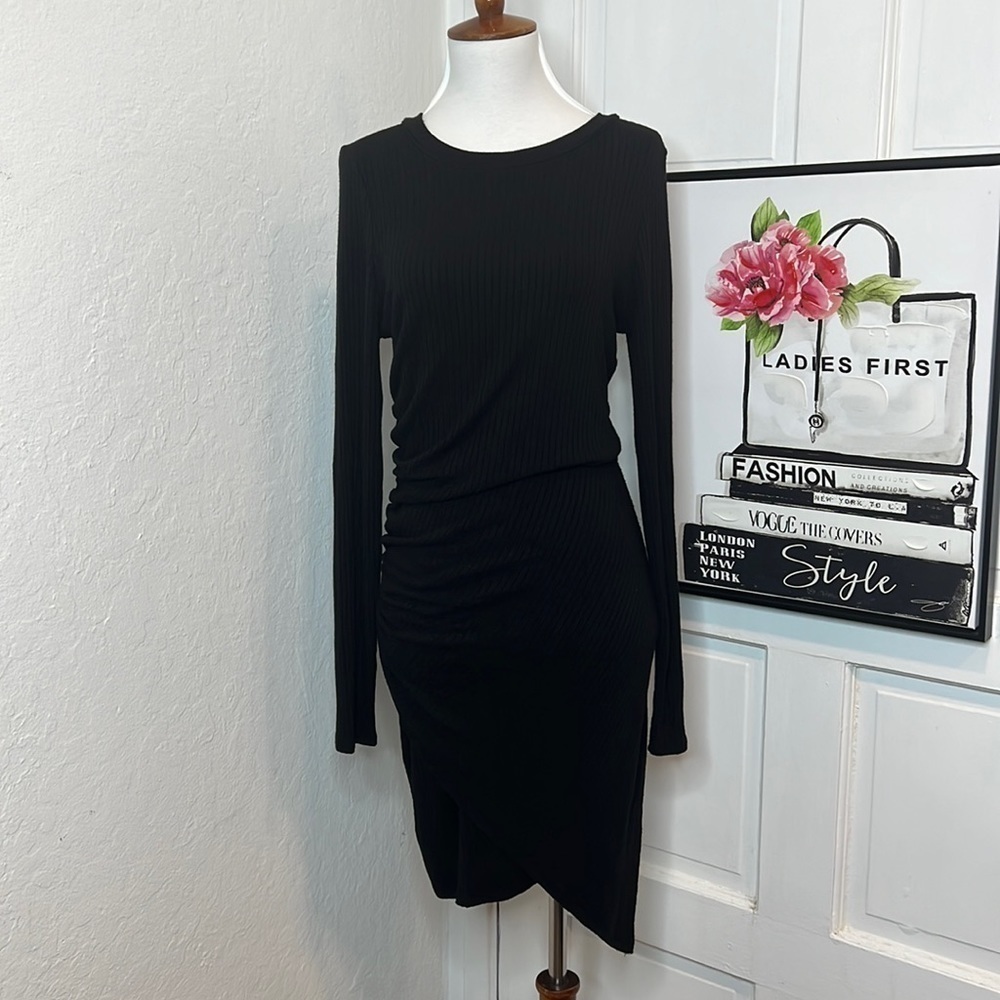 n:Philanthropy Black Ruched Long Sleeve Dress Size L